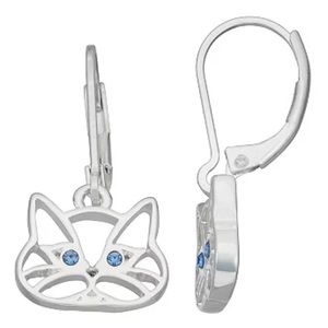 Napier Silver Tone Cat Drop Earrings